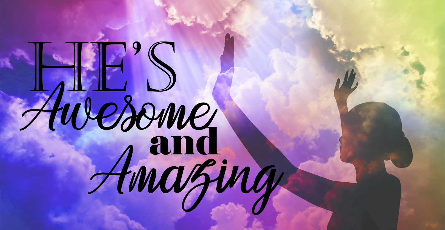 multicolored clouds with the silhouette of a woman giving praise to God.